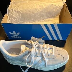 Women’s Grey & White Adidas Gazelle Bold